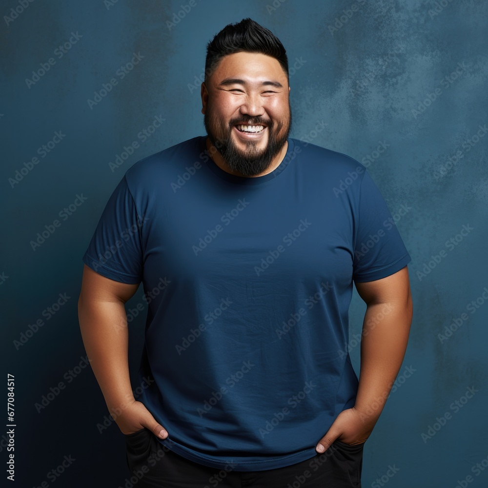 Asian man wearing a blank t-shirt for mockup