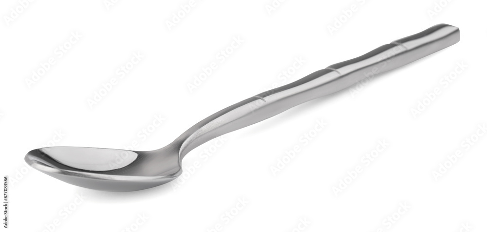 One new shiny spoon isolated on white One new shiny spoon isolated on white