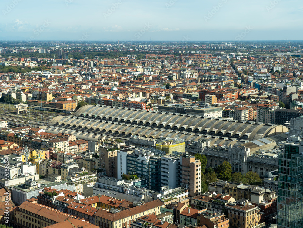 Milano, Italy. Aerial view of the central station