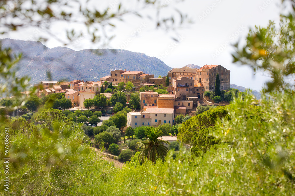 The Beautiful Village of Pigna in the Balgane Region in Haute-Corse, Corsica, France