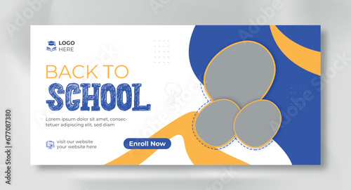 School Admission Web banner And Cover Page Design Vector Design, Concept for Back To School. Ads For Website