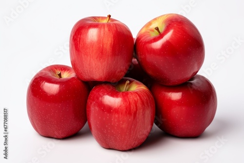a bunch of red apples on a white background