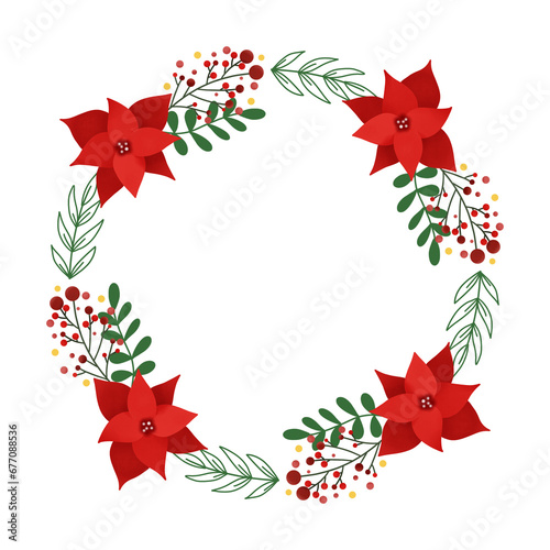christmas wreath with holly berries