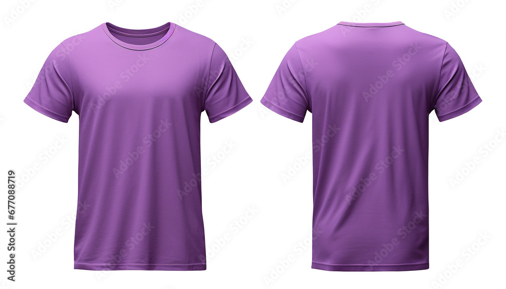 Purple T-shirt Mockup, Front and back view, Transparent background, PNG file. Template for graphic design Purple T-shirt Mockup, Front and back view, Transparent background, PNG file. Template for graphic design