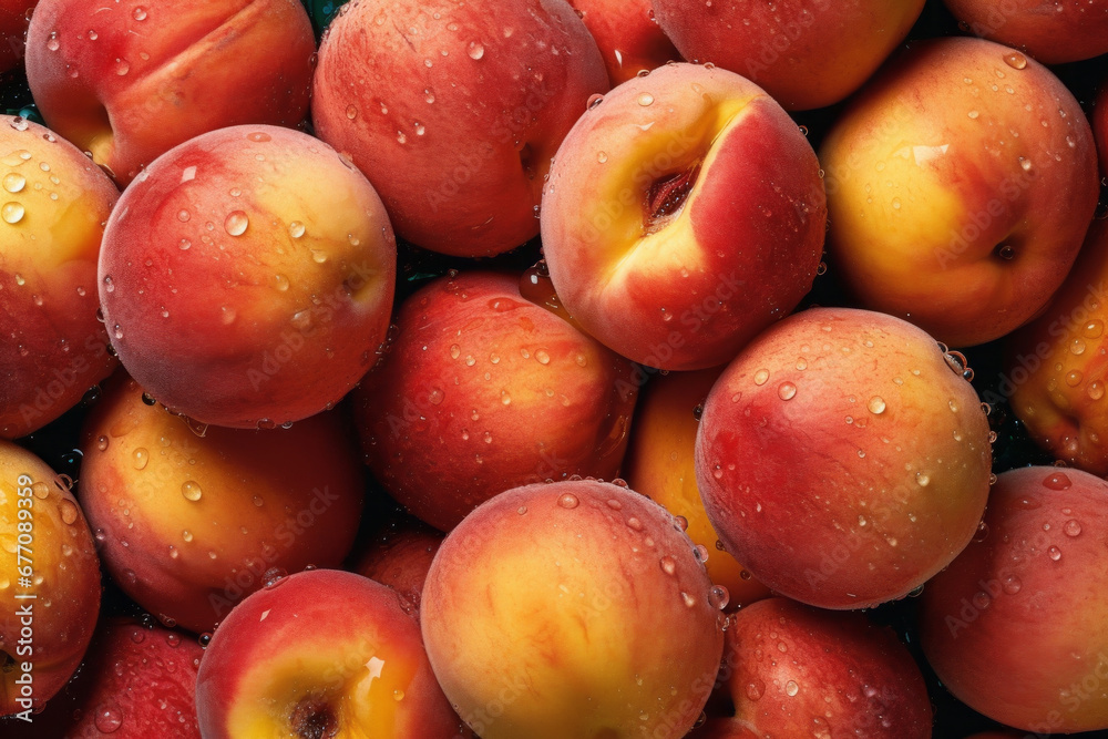  Fresh peaches on display, close-up