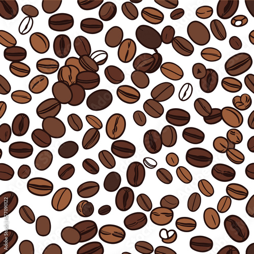 Coffee beans pattern background vector