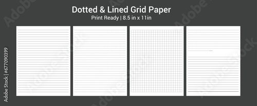 line and dotted A4 size notebook interior paper