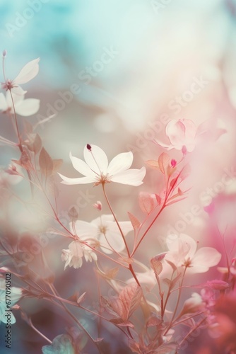 Field colorful blooming flower in pastel color for background Created with Generative AI technology. © Sakrapee Nopparat