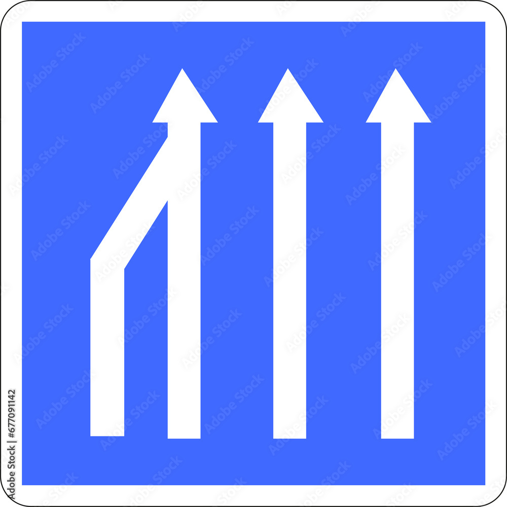 Panneau routier: réduction du nombre de voies Panneau routier: réduction du nombre de voies