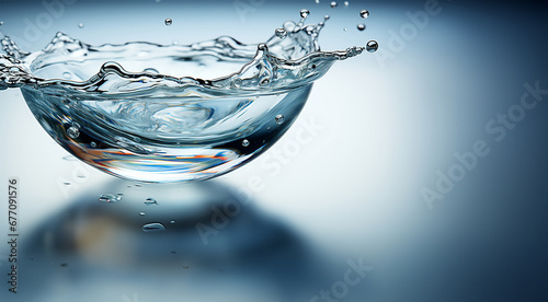 Transparent Realistic water splash with drops clear water background. Macro set splash of water with drops, a splash of falling water, a splash in the form of a crown, a splash