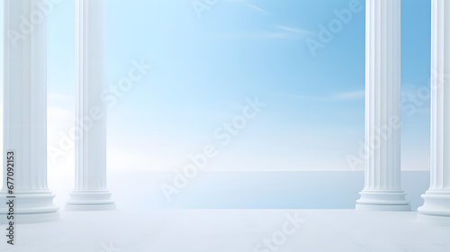 Wallpaper Mural Beautiful airy widescreen minimalistic white and light blue architectural background banner with tilted columns. Torontodigital.ca