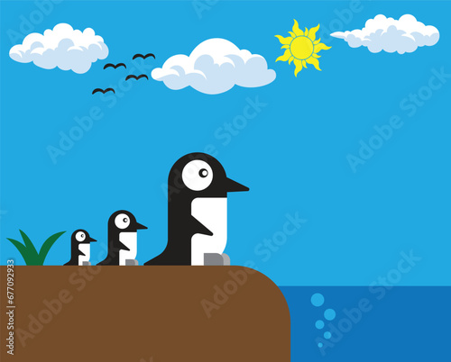 Penguin Cartoon Vector Creative Concept: Playful Arctic Charm
