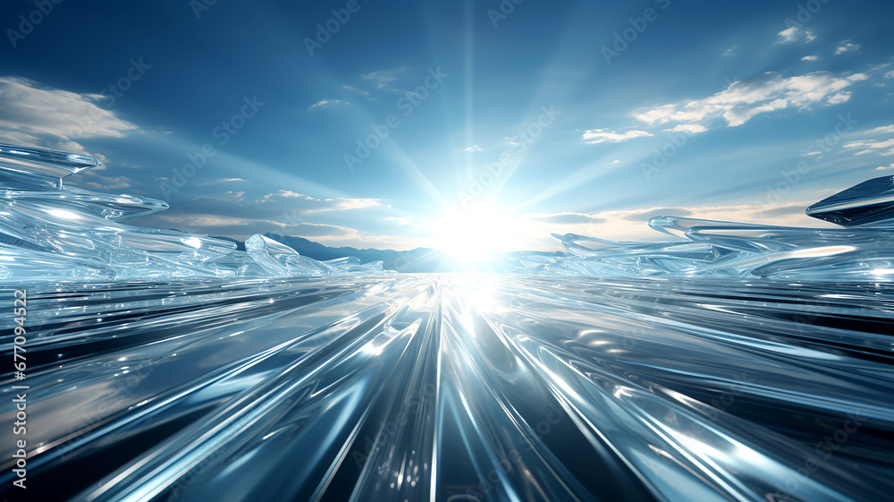 Abstract white transparent parallax perspective supernatural divine glow