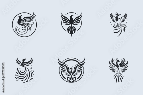 6 different Phoenix Vector Logos for Branding and Identity