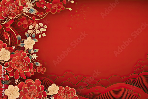 Chinese new year design background for gift card, presentation, wallpaper, marketing material photo