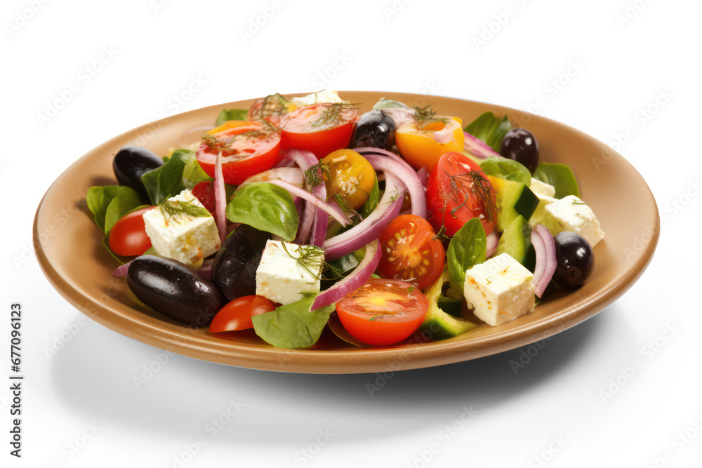 bowl of fresh salad of garden vegetables isolated on a transparent background