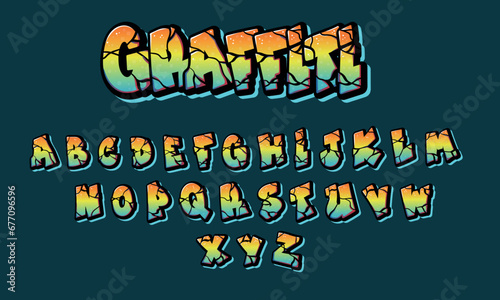 Vector font in graffiti style. Alphabet in capital letters