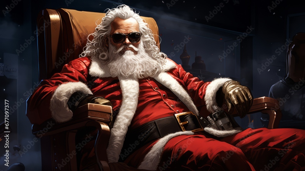 Santa Claus in Comic Style. Brutal Santa Claus