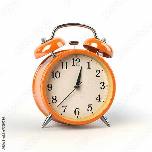 orange alarm clock isolated on white