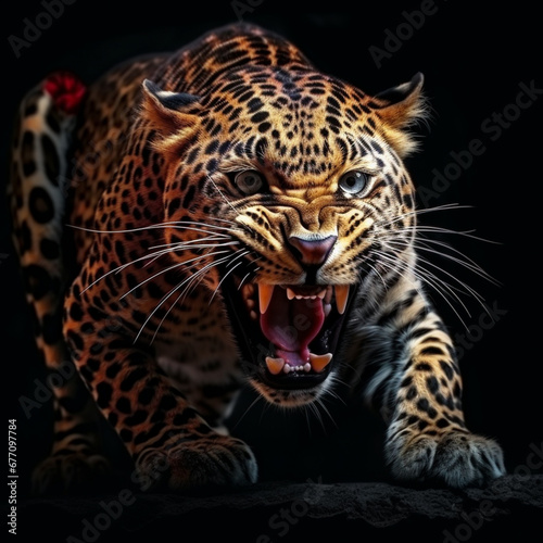leopard roaring hd wallpaper