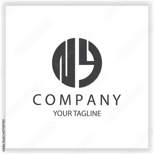 NY Logo monogram simple and modern circle black colour design template premium elegant vector eps 10