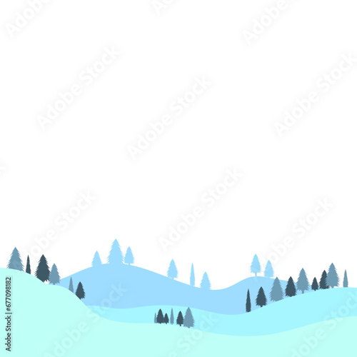 Christmas Tree And Snow Landscape