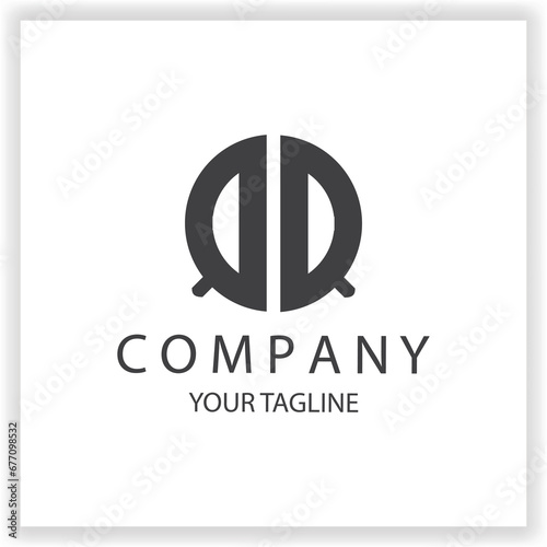 QQ Logo monogram simple and modern circle black colour design template premium elegant vector eps 10