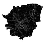 Black Doncaster city map, administrative area