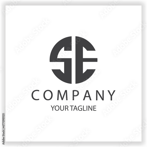 SE Logo monogram simple and modern circle black colour design template premium elegant vector eps 10