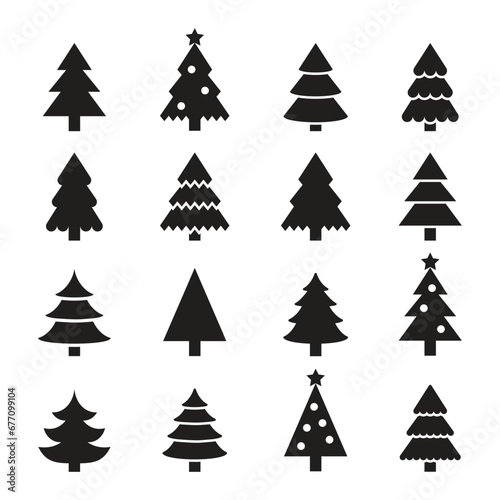 Xmas tree decoration icon vector illustration. Set of a christmas tree on isolated background. Winter sign concept.