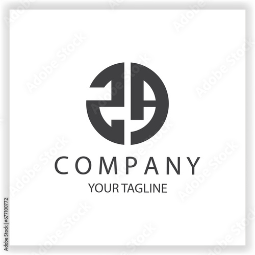 ZA Logo monogram simple and modern circle black colour design template premium elegant vector eps 10