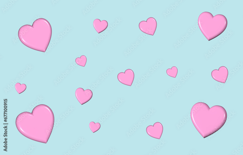 Cute background with 3D heart.Love wallpaper with 3D pink heart.Graphic illustration backdrop.Valentine's day, wedding, love, anniversary, couple, engagement, marriage.