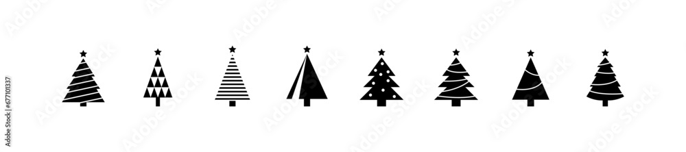 Obraz premium Christmas tree, spruce, pine icon vector image.