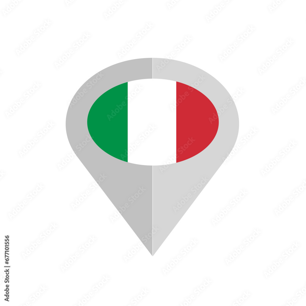 Italian flag pin map pointer icons Italy pinpoint set location vector ellipse