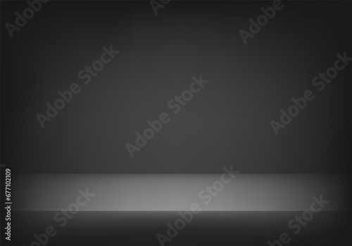 Black color studio background. Space for selling products on the website. Vector illustration.
