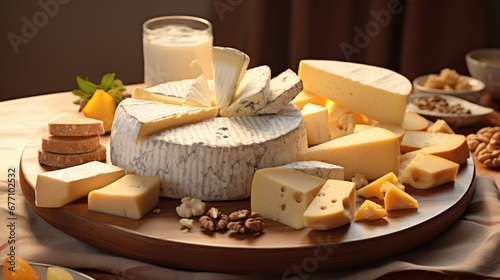a plate of assorted cheeses
