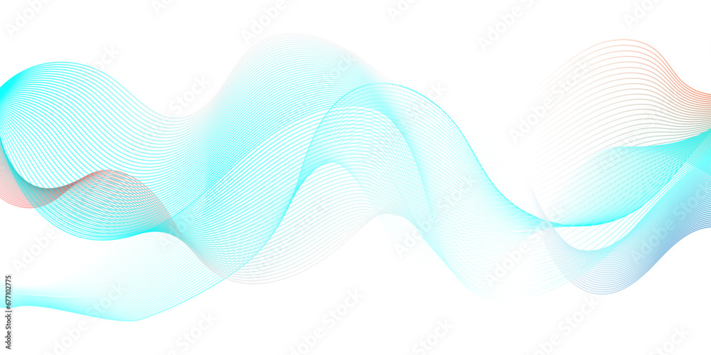 Abstract blue wave geometric Technology, data science frequency gradient lines on transparent background. Isolated on white background. blue and white wavy stripes background.