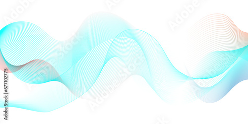 Fototapeta Naklejka Na Ścianę i Meble -  Abstract blue wave geometric Technology, data science frequency gradient lines on transparent background. Isolated on white background. blue and white wavy stripes background.