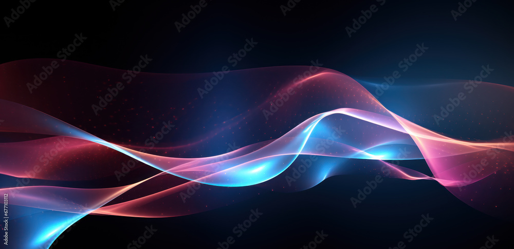 Naklejka premium Blue Light Wave on Dark Net Art Background
