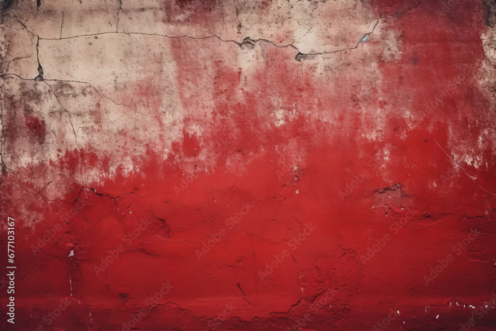 Obraz premium Red Vintage Grunge Background: Worn Wall with Chipped Paint