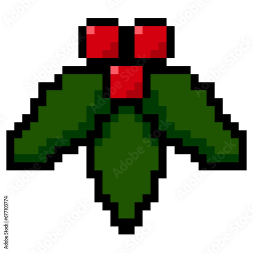 Holly berry Christmas pixel art style
