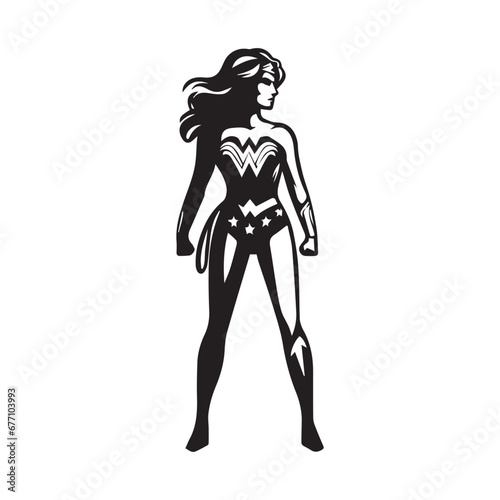 Wonder Woman s Power Unleashed  A Collection of Striking Vector Silhouettes Capturing the Iconic Superheroine s Strength and Presence  Tailored for Diverse Stock Imagery