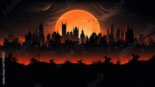 Colorful Cartoon Style: Halloween Small Town © M.Gierczyk
