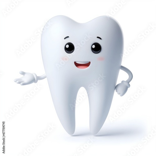 Cleaning and whitening teeth concept illustration. Happy Tooth Moody Tooth Cartoon characters in flat design. 3D realistic happy tooth Cartoon dental character. Cute dentist mascot. Oral health