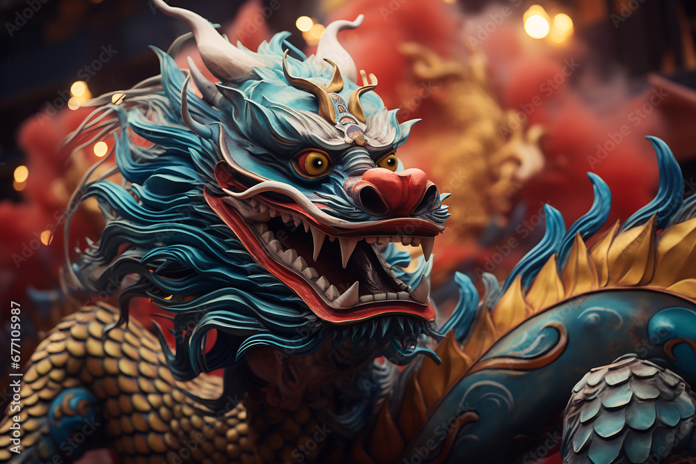 Blue Chinese Dragon symbol of 2024. Chinese New Year Blue Chinese Dragon symbol of 2024. Chinese New Year