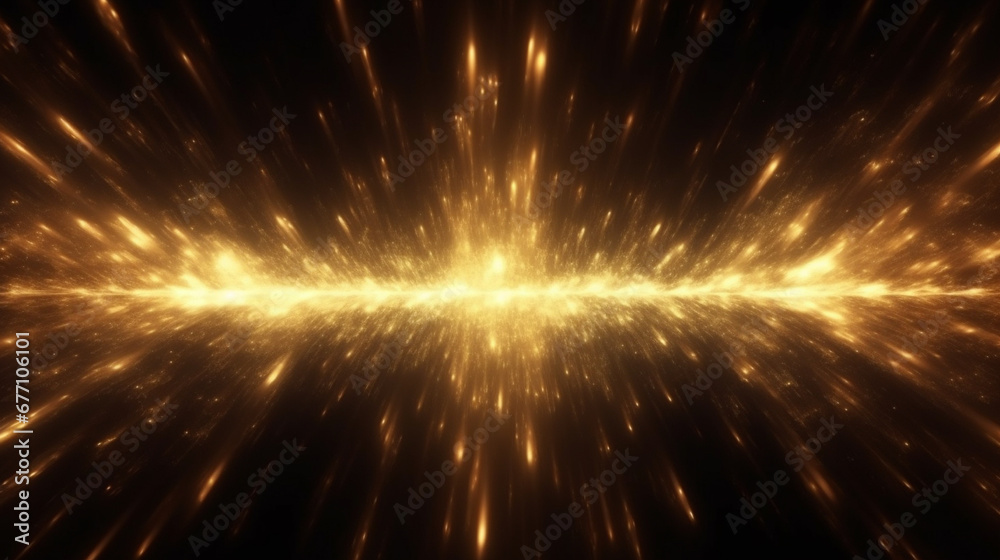 Abstract Gold Color Digital Particles with Dust and Light Background