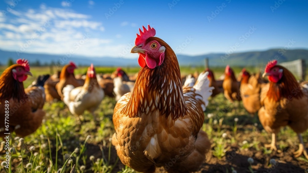 Fototapeta premium Chickens on a farm