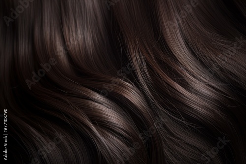 Dark brown silky  shiny  healthy hair close-up macro textured wallpaper