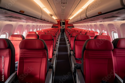 Generative AI : Interior of commercial passenger airplane