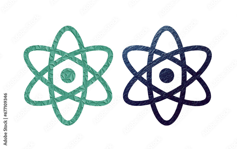Atomic icon symbol green and blue with texture Atomic icon symbol green and blue with texture